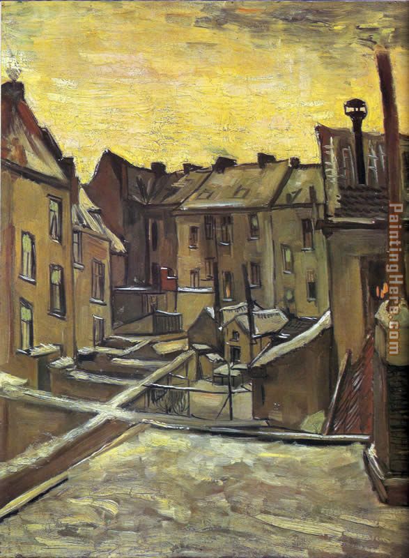 Backyards of Old Houses in Antwerp in the Snow painting - Vincent van Gogh Backyards of Old Houses in Antwerp in the Snow art painting